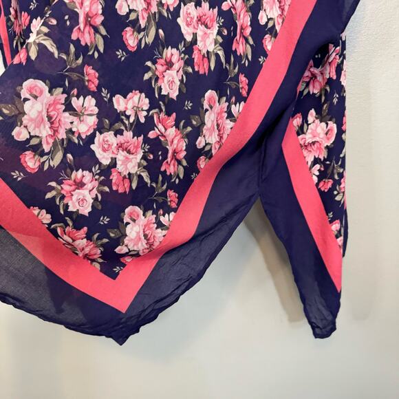 Mario Serrani Italy Cardigan One Size Floral Open Front Kimono Cover Up Blue - Picture 4 of 7